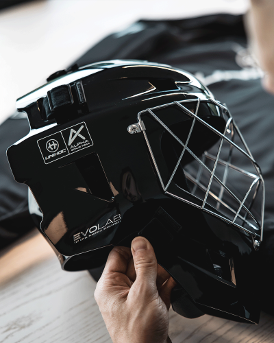 Шлем вратарский Unihoc Alpha Prime Evolab Black/Silver