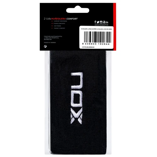 Muñequera NOX larga negro blanco 2PAX