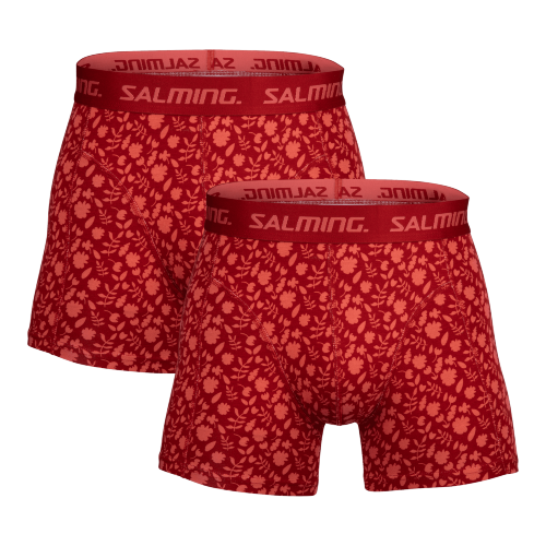 SALMING 2-Pack Bamboo Boxer Floral Red cervena