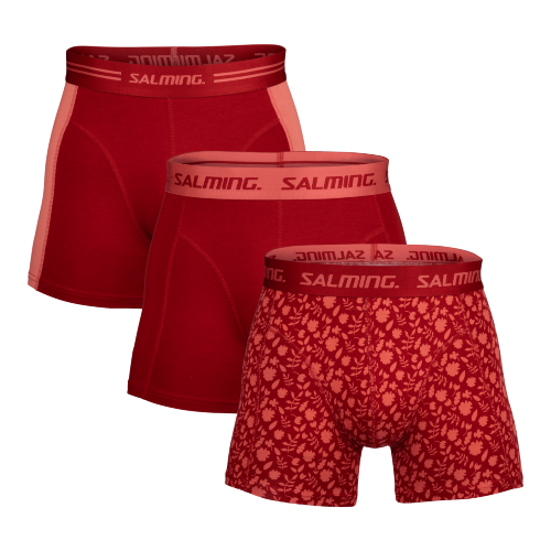SALMING 3-Pack Bamboo Boxer Floral Red / Mix cervena