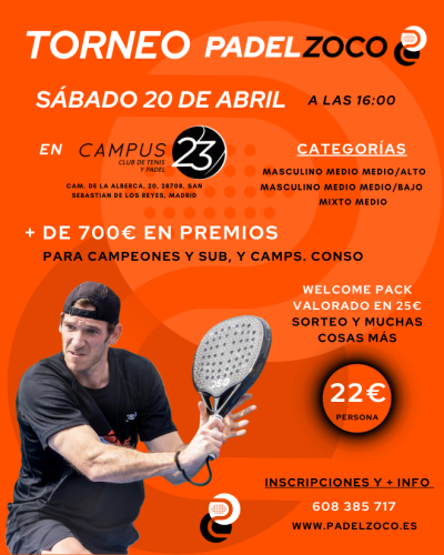 TORNEO PADEL ZOCO 20 ABRIL